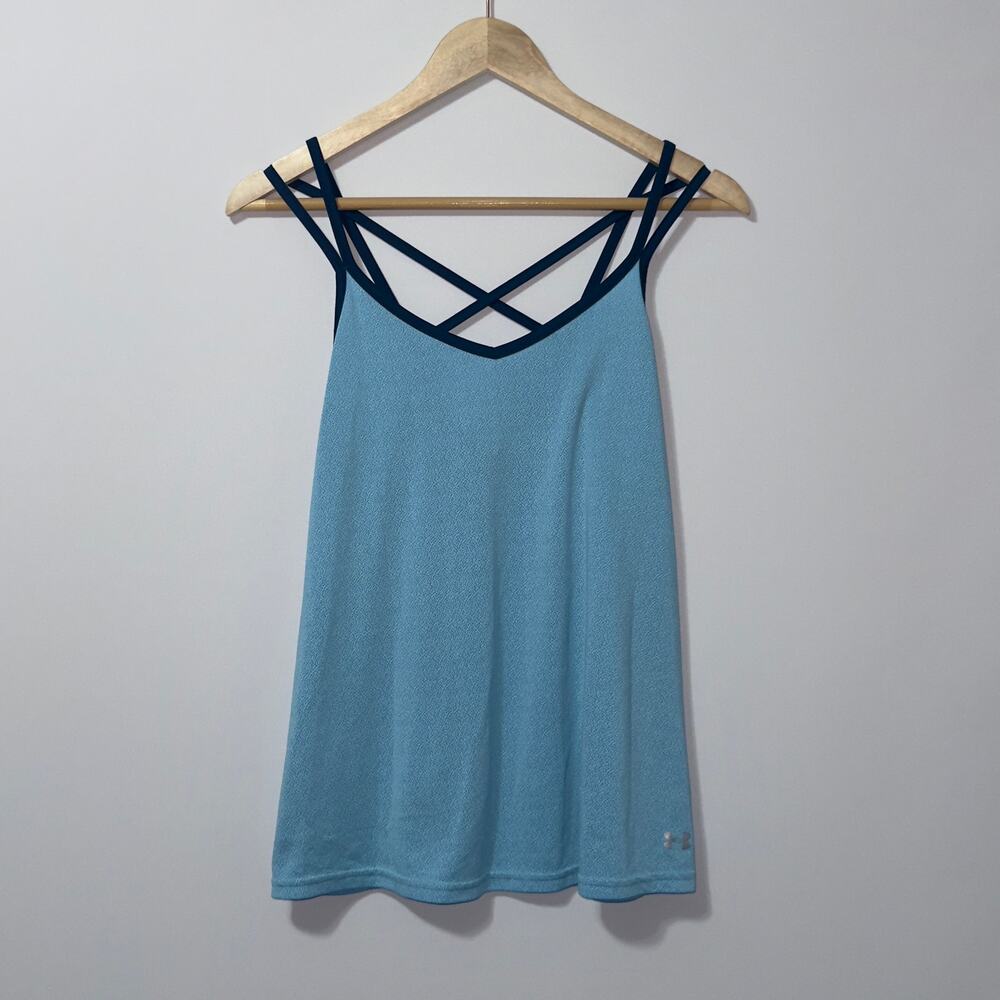 Under Armour Blue Athletic Heat Gear Tank Top women’s Size large